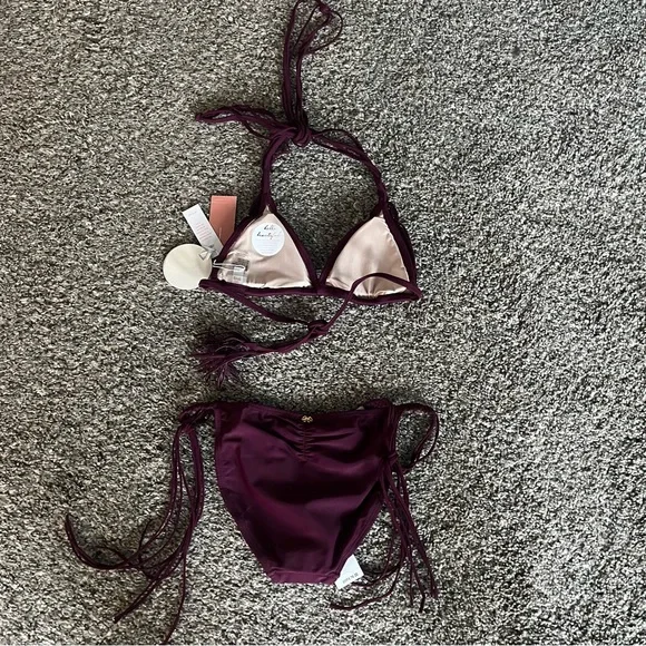 PQ swim Mila bathing suit set in Sangria small top and medium bottom NWT - Picture 4 of 14